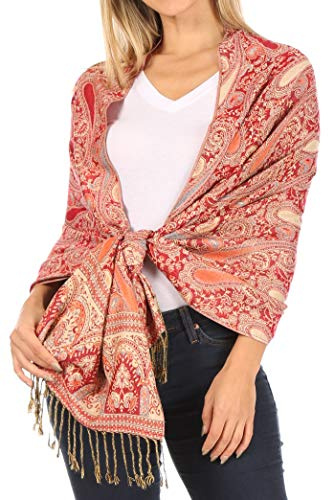 Sakkas Kalin Lange breite Woven Patterned Fringe Quaste Pashmina-Schal/Schal