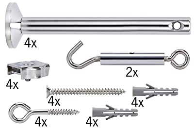 Paulmann 17834 Cable Accessory Tension mounting Set 165 mm Chrome Accessories Halogen Cable Systems 12V Includes Deflector Cable Eyelets dowels Cable tensioner Flat Clips