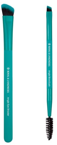 MODA Royal & Langnickel Lot de 2 pinceaux de maquillage pour pinceaux de maquillage avec ombreur d'angle et double angle et cils Bleu sarcelle