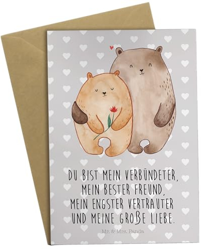 Mr. & Mrs. Panda Glückwunschkarte Bären Liebe - Geschenk, Beileidskarte, Blume, hochzeitskarten, osterkarten, Hochzeitstag, weihnachtskarten, Verknallt, Hochzeit, Freundin, Umarmung, einladungskarten