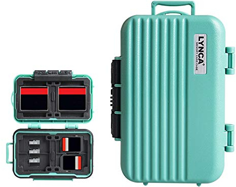 Estuche para Tarjeta de Memoria, LYNCA KH6 Funda para tarjetas de memoria con 24 ranuras para 8 tarjetas SD, 4 tarjetas CF, 12 tarjetas Micro SD/TF (Verde)