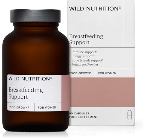 WILD NUTRITION Food-Grown® Breastfeeding Support | Breastfeeding Vitamins with Fenugreek & Stinging Nettle | Postnatal Vitamins to Support Fatigue with Vitamin B6, Zinc, Iron, & Selenium | 90 Capsules