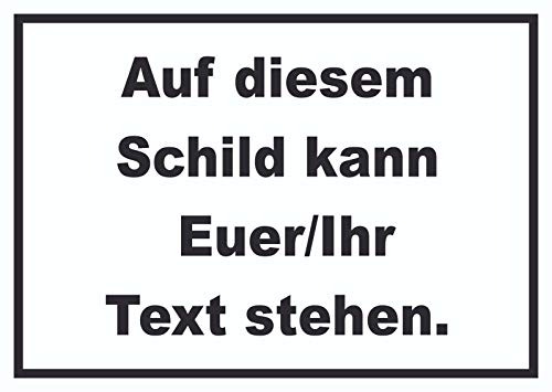 HB-Druck Schild mit Wunschtext waagerecht Text schwarz Hintergrund Weiss A5 Rückseite selbstklebend