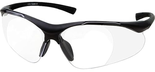 grinderPUNCH Volllinsenvergrößerungsschutzbrille mit schwarzem Rahmen | Klare Linse | | Vergrößernde Lesebrille (+2,50 Dioptrien)