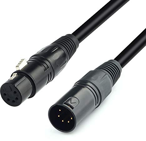 SiYear 5 PIN XLR DMX Cable 10 Feet, DMX512 XLR 5 Pin Male to Female DMX 512 Turnaround DMX Stage Light Cable(3M