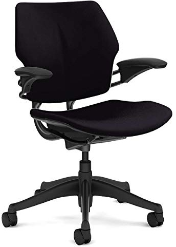 Humanscale Freedom Office Task Desk Chair | Corde 4 Black Seat and Back | Graphite Frame | Height-Adjustable Duron Arms | Standard Foam Seat, Hard Carpet Casters, and 5 Cylinder