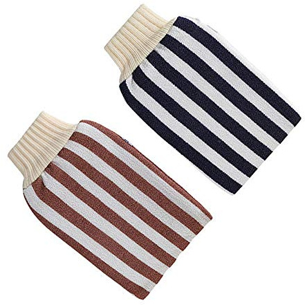 Lot de 2 éponges de bain exfoliantes à frotter, serviette de douche, gommage pour le corps, gants de ménage