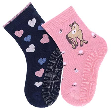 Sterntaler Baby-Mädchen FLI AIR DP Pferd+Herzen Hausschuh-Socken, Rosa, 23/24
