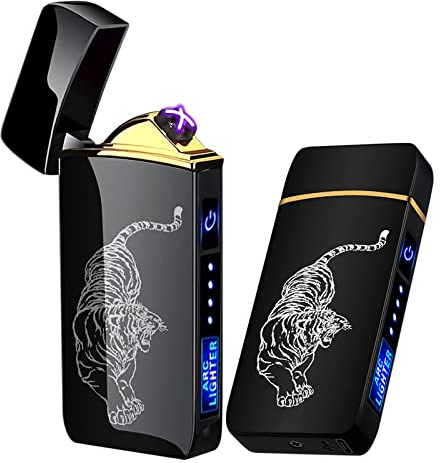 Arc Lighter, Smart Electric Lighter, USB Rechargeable Lighter Windproof Flameless Lighter Lightweight Plasma Lighter for Fire,BBQs,Fireworks ,Candle,Camping - Outdoors Indoors (T3-Tiger)