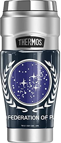 Star Trek United Federation of Planets THERMOS STAINLESS KING Stainless Steel Travel Tumbler, Vacuum Insulated & Double Wall, 16oz