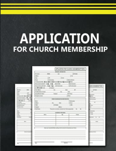 Application For Church Membership: 60 Sheets | Church Registration Form For Members