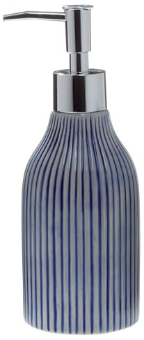 Spirella Seifenspender Mykonos | Flüssigseifen-Spender | Porzellan | 300ml | Langliebig und Robust | Weiß Blau, Unique