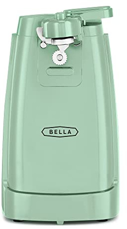 bella Electric Can Opener and Knife Sharpener, Removable Cutting Lever, Cord Storage, Stainless Steel Blade, Sage
