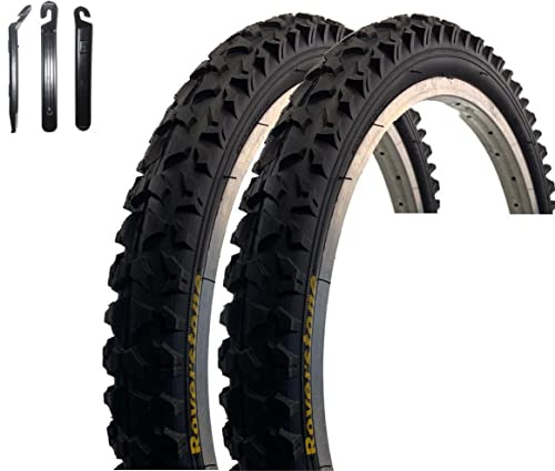 2 x Roverstone A109 20 Fahrradreifen Fahrradmantel Schwarz 57-406 (20 x 2,125) inkl. Reifenheber