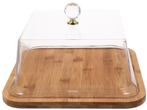 YARNOW Cake Tray with Lid Square Dessert Display Tray 10.43In Acrylic Cover Bread Tasting Plate for Home and Cake Shop Food Storage