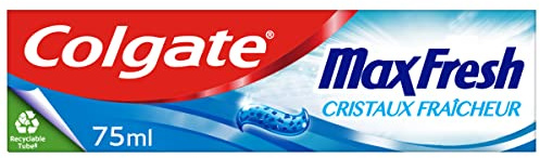 COLGATE - Dentifrice Colgate Max Fresh Cristaux Fraîcheur - Dentifrice Haleine fraîche - Tube recyclable - Lot de 12 tubes de Dentifrice de 75 ml