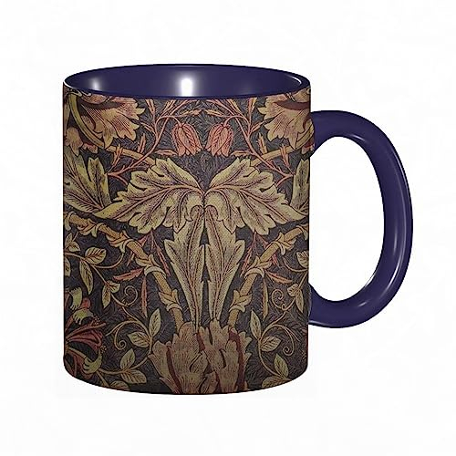 Tasse Keramik Vintager Entwurf Geißblatt-Williams Morris Kaffeetassen Große 330ml Mit Henkel 100% Handbemalt Trinkgläser Mit Griff Personalisierte Geschenk