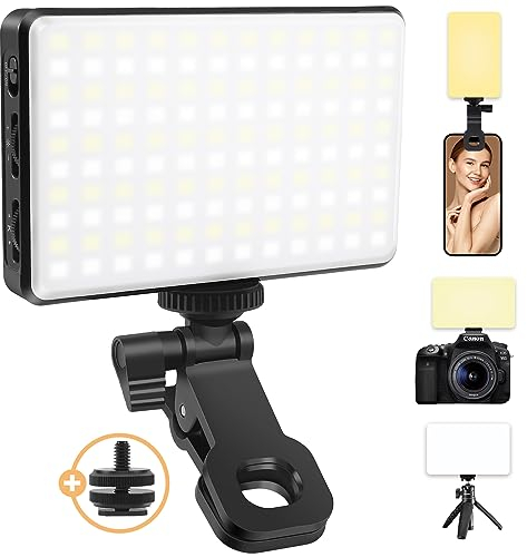 Boloye Selfie Light - 120 LED Phone Clip, 5000mAh Rechargeable, 3 Modes Dimmable 2500K-9000K & CRI 95+, Video Fill Light for Camera, iPad, Laptop, Makeup, TikTok, Vlog