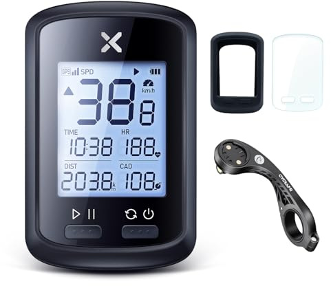 XOSS G+ GPS Bike Computer with Mount, Wireless Bluetooth Cycling Speedometer, Multifunctional ANT+ Bicycle Odometer with Auto Backlight and IPX7 Waterproof MTB Tracker (4 in 1)