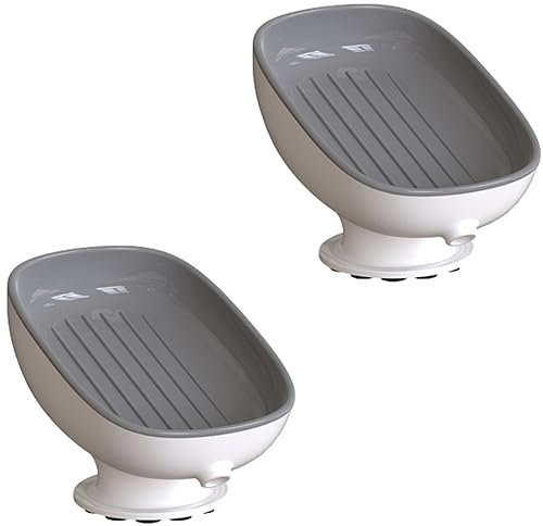 Porte-savon pour douche, porte-savon auto-drainant, porte-savon à ventouse puissante, plateau à savon décoratif pour salle de bain, cuisine, évier de maison (2 pièces)