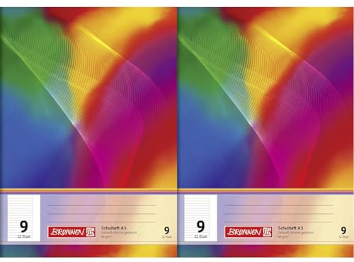 Brunnen 104530902 Schulheft A5 (32 Blatt, liniert, mit Rand, Lineatur 9) (Packung mit 2)