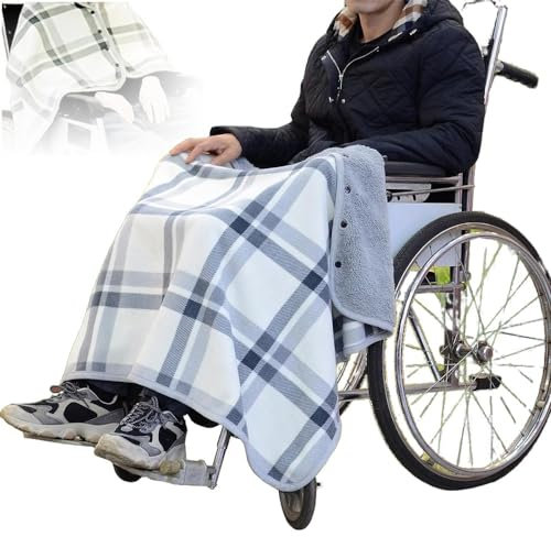 HEARSO Winter Rollstuhldecke Schal Decke Für Erwachsene,Wärme Rollstuhlponcho Kniedecke Beindecke Für Rollstuhlfahrer Tragbare Warme Decke Umhang Poncho Mit Taschen