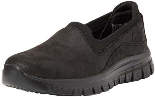 Skechers Women's Graceful Leaning in Slip-On Sneakers, Black Microleather/Knit, 7 UK