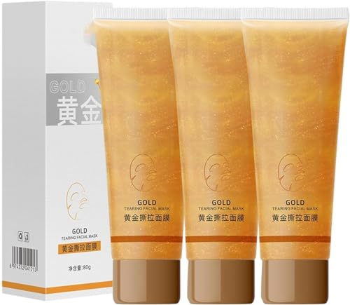 Baishu Gold Peel-Off-Maske Reißende Gesichtsmaske, Goldfolie Peel-Off-Maske, reinigt die Haut tiefgehend und spendet Feuchtigkeit (3PCS)