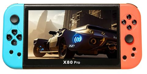 X80Pro Handheld Games Consoles,7 inch Retro Handheld Game Console Built in 20000 Games for 12 Simulators,Support 128GB TF Card Extension,Multifunctional Handheld Consoles for Kids