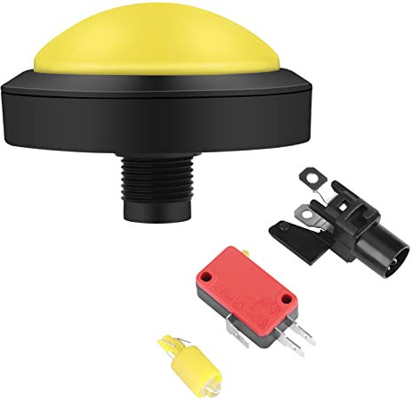 Glomora Arcade Button, 2PCS 100mm Big Dome 12V LED Illuminated Push Buttons with Micro Switch, LED Illuminated Convex Console Replacement, for Arcade Machine Video Games Parts(yellow)