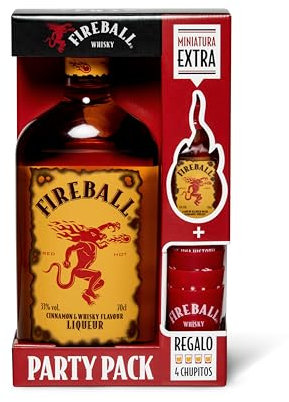 Fireball Licor de Whisky 700 ml, vasos chupito y miniatura