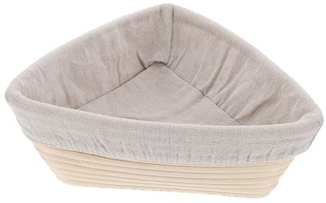 COLLBATH Dreieckiger Brotkorb Rattan Gärkorb Für Brotbacken Mit Abdeckung Backzubehör 23x23x8cm Khaki Für Teiggärung Und Hausbäckerei