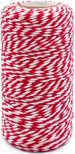 Christmas Twine String, 2mm,100m,Red White Baker's String for Crafts, Baking, Gardening, DIY Home Decoration