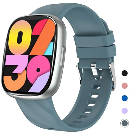 PTHTECHUS Smartwatch per Bambini con Risposta Chiamate, IP67 Orologio Smartwatch Bambini con Sonno, Gioco, 37 Modalità Sportivo, Smart Watch per Ragazzi Ragazze Adolescenti 6-16 (2D-SPEU-S60K-Silver)