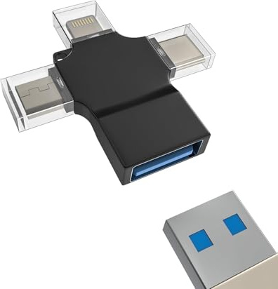 Adapter USB C Lightning Micro USB auf USB 3.0 OTG Kabel (3 in 1) für Apple iPhone iPad kompatibel mit Samsung Stick Typ Kamera Typ Tastatur Adapter Kamera Konverter TP-OTG