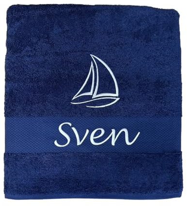 ARTHI Handtuch personalisiert, super geeignet als Saunatuch, Badetuch, Wellness, Yoga, Fitness, Sport, 100% Baumwolle, individuelle Geschenkidee mit persönlicher Stickerei (100x150 cm, Marineblau)