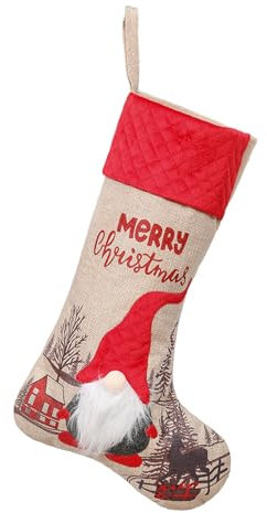 Fofetbfo 19,68 Zoll Weihnachtsstrümpfe, Frohe Weihnachten Personalisierter Strumpf, Große Leinen-Weihnachtsstrümpfe mit Weihnachtsmann, Weihnachtsstrümpfe für Familienurlaub, (Plaid)