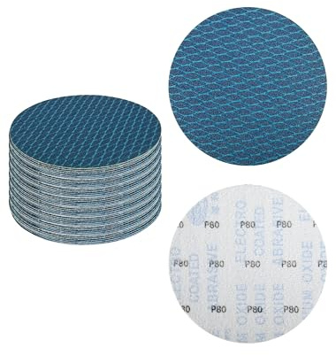 Discos Abrasivos Azules 150 mm (6) - Forma Diamante - Grano 80-32 Unidades - Óxido de Aluminio - Sistema Hook and Loop - Para Lijadoras Orbitales y de Disco