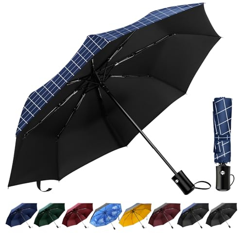 TechRise Parapluie résistant aux tempêtes avec ouverture et fermeture automatiques, parapluie de poche portable et pliable, extrêmement imperméable et robuste, grand parapluie pour hommes, femmes et