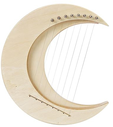 Harfe, 8 Noten G-Tonart Leierharfe Maultrommel Mit Einzigartiger Halbmondform für Anfänger und Erfahrene Spieler (Holzfarbe und 8 Saiten)