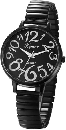 JewelryWe Damen Armbanduhr, Elegant Analog Quarz Uhr mit Digital Zifferblatt und Elastisch Legierung Armband Gold/Silber