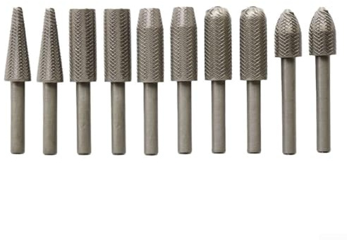 Lot de 10 fraises rotatives pour applications en acier pour perceuses standard