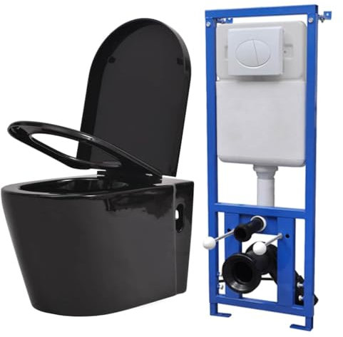 Plomberie, appareils de plomberie, toilettes et bidets, toilettesToilettes murales avec réservoir dissimulé en céramique noire