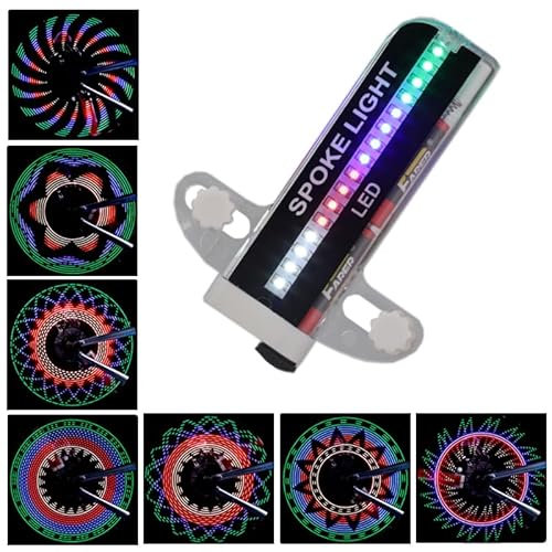 LuminKing Feux à rayon 32 LED - 30 motifs de couleur clignotants changent automatiquement, Montage facile de l'éclairage de vélo sur les rayons de roue