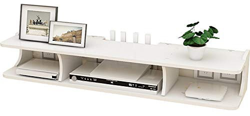 Étagère flottante blanche de 80 cm, meuble TV, support mural, semi-circulaire, double ouverture, unité de divertissement
