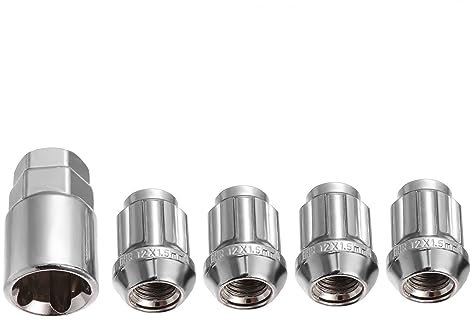 GRIRIW Sicherungsmuttern-Set 4-TLG Auto-radsicherungsmuttern Mit 1-TLG Hülse Für Stahlfelgen