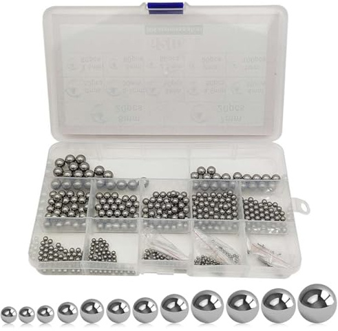 YOYEAH Kugellager Kugeln - 620 Stahlkugeln, Fahrrad Ersatzteile, Diverse Größen (1-8mm), rostbeständig, Edelstähle, präzise. Perfekt als Kugellager, Reinigungsperlen, Sphären, für Fahrrad und mehr
