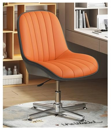 Bürostuhl Armloser, ergonomischer Büro-Schreibtischstuhl ohne Rollen, moderner mit Leder gepolsterter Computer-Arbeitsstuhl höhenverstellbarer, Schminkstuhl mit mittlerer Rückenlehne 150 kg Heim