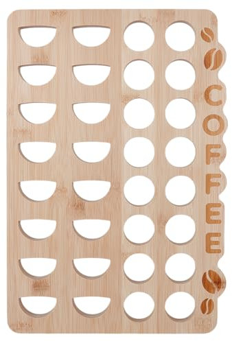 BENECREAT Kaffeekapsel-Aufbewahrungstablett aus Holz für 32 Pads, 420x280x25.5mm Ständer für die Kaffeepad-Aufbewahrung für Küche und Zuhause