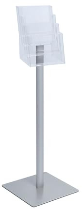 Zeigis Bodenprospektständer / Bodendisplay DIN A4 Hoch / DIN Lang Hoch | Sicherer Stand, Schlichte Optik, Einfache Anwendung, Acrylglas Fach